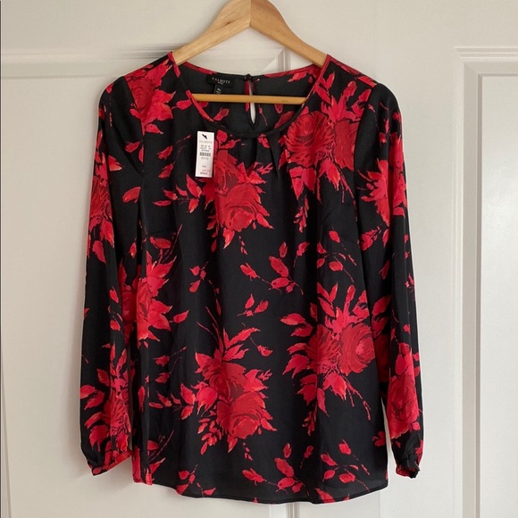 Talbots Tops - Talbots Relaxed Graphic Blouse Red Black
